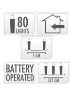 DRÁTĚNÉ SVĚTLO GIRLANDA NA BATERIE 80 VEDLA TEPLÁ BÍLÁ