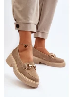 Zazoo 3429 Semišové Dámské Mokasíny S Ozdobou Beige