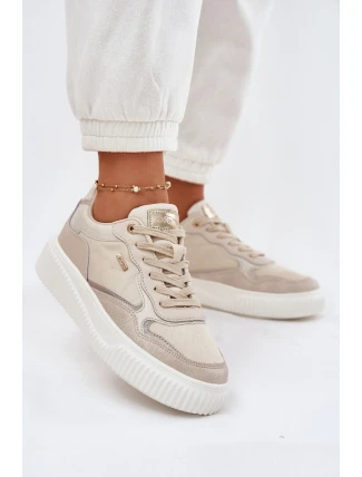 Dámské Kožené Tenisky Na Platformě Béžové Velarria