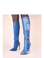 Dámské kozačky na podpatku SXX-5 Jeans modrá - Step in Style