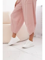 Bavlněný komplet halenka + kalhoty tmavě pudrově růžová