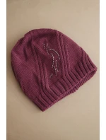 Dámská zimní čepice s vlnou volného střihu K442 fialová