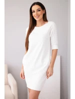 Dámské bavlněné šaty s 3/4 rukávem a kapsami bílá