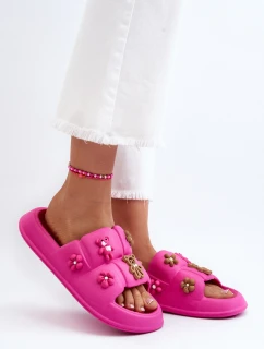 Dámské pěnové pantofle s ozdobami fuchsie Cambrina