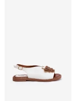 Dámské Sandály Na Plochém Podpatku S Ozdobou Bílé Setorina