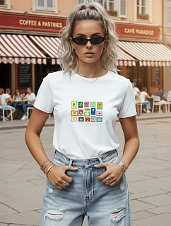 Dámské bavlněné tričko s grafickým potiskem, bílé, FashionStreet NX8022RY