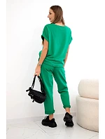 Bavlněný komplet halenka + kalhoty zelený