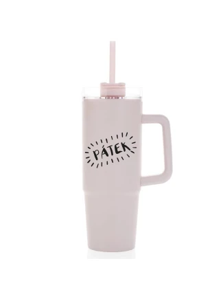 PÁTEK - světle růžový cestovní hrnek s průhledným víčkem 900 ml  