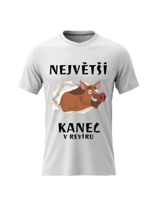 Pánské bavlněné tričko s potiskem - NEJVĚTŠÍ KANEC - bílé 