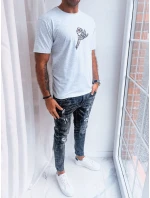 Světle šedé pánské tričko s potiskem FashionStreet RX5282