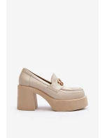 Zazoo 20170 Dámská kožená obuv na podpatku světle béžové