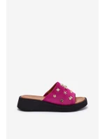 Dámské Zamszové Pantofle S Připínkami Fuchsie Vinceza 66741