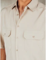 Pánská béžová košile s krátkým rukávem FashionStreet KX1082