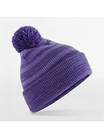 Beechfield B 476 Pletená čepice s bambulí "Team Stripe" 53.0476 purple