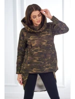 Mikina moro s dlouhými zády khaki+zelená Mikina moro s dlouhými zády khaki+zelená