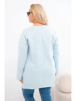 Dámská halenka Plus Size s delším zadním dílem a dlouhým rukávem tmavě mentolová