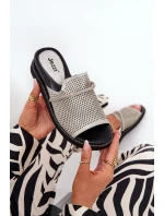 Dámské sandály na klínu s ozdobným páskem stříbrné Teriwes