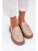 Dámské Lakované Mokasíny Se Zdobením Béžové Nallae