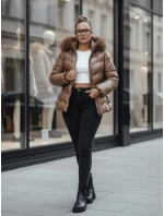 Dámská prošívaná zimní bunda s kožešinou hnědá FashionStreet TY5359