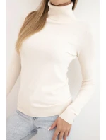 Dámský svetr z viskózy s rolákem a dlouhým rukávem béžový
