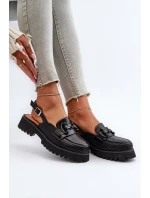 Dámské sandály na ploché podrážce s ozdobou Černé D&A MR38-656