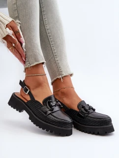 Dámské sandály na ploché podrážce s ozdobou Černé D&A MR38-656