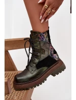 Kožené workery dámské na platformě Maciejka 07104-09 tmavě zelené