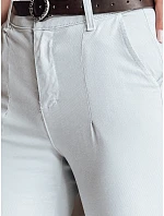 Dámské bavlněné kalhoty slim fit s páskem TAIRONIK světle šedé FashionStreet UY2538