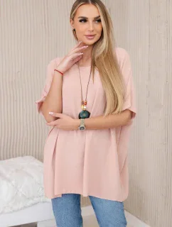 Oversized halenka s přívěskem tmavě pudrově růžová