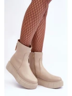 Dámské kožené boty na platformě Bežové Jenefer