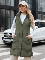 Dámská dlouhá prošívaná zelená vesta FashionStreet TY5264