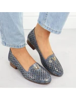 Dámská prolamovaná obuv na nízkém podpatku modrá M.Daszynski SA222-3