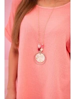 : Muslínová blůza s náhrdelníkem meruňka