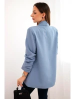 Elegantní sako s klopami denimové modré