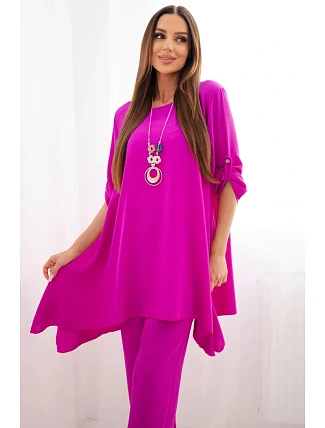 Komplet halenka + kalhoty s přívěskem tmavě fialová Komplet halenka + kalhoty s přívěskem tmavě fialová