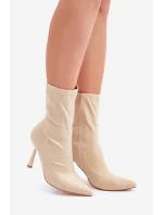Materiálové Boty Na Podpatku Světle Béžové Amune