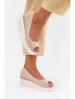 Dámské Sandály Na Klínu Z Eko Semiše Světle Béžové Velira Dámské Sandály Na Klínu Z Eko Semiše Světle Béžové Velira