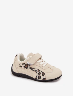 Dětské sportovní boty na suchý zip béžové s leopardem Perrin