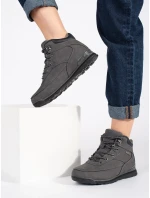 Originální šedo-stříbrné dámské  trekingové boty na plochém podpatku