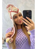 Dámská klapka na uši Eunika K322 ecru+red Dámská klapka na uši Eunika K322 ecru+red