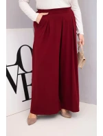 Dámské bavlněné kalhoty Plus Size s širokými nohavicemi a volným střihem bordové