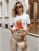 Dámské bavlněné tričko s potiskem COMDI bílé FashionStreet RY2584 Dámské bavlněné tričko s potiskem COMDI bílé FashionStreet RY2584