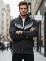 Pánský rozepínací svetr tmavě šedý FashionStreet WX2260z