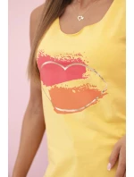 Dámská bavlněná bezrukávová blůza s barevným potiskem srdce žlutá