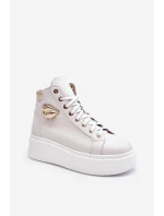 Dámské vysoké tenisky na zip Lemar bílé Katerin