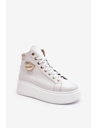 Dámské vysoké tenisky na zip Lemar bílé Katerin