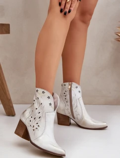 Dírové Kožené Cowboy Boty Na Podpatku Zlaté Prošoupané Lewski 3613
