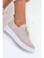 Materiálové Sportovní Boty Na Platformě Dámské Béžové Kalyra