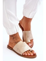 Dámské kožené žabky Světle zlatá Amite