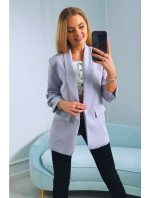 Elegantní sako s klopami šedé barvy